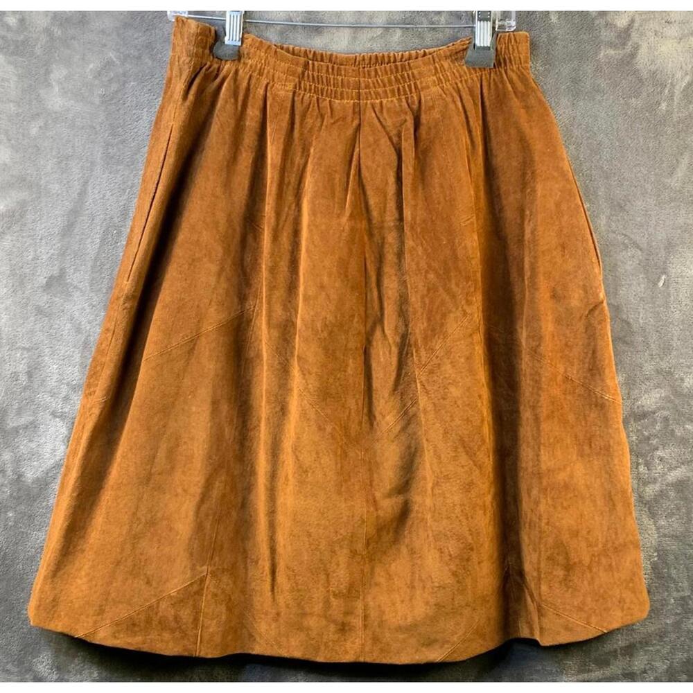 Vintage "Changes" Suede Midi Skirt with Elastic Waist